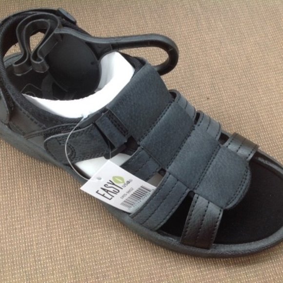 CLOSE OUT! Mens BLACK SANDALS Easy USA - Picture 7 of 8